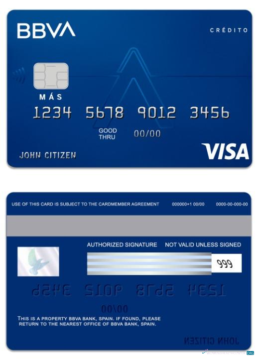 Download Spain BBVA Bank visa credit card Photoshop template